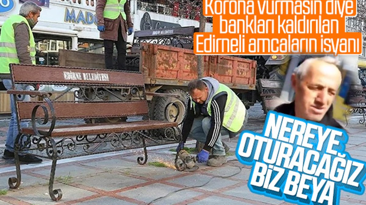 Edirne'de meydanlardaki bankların toplanmasına tepki