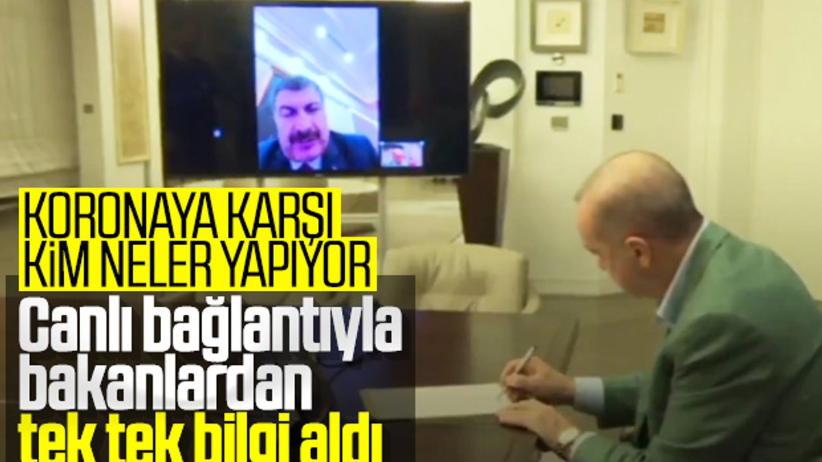 Erdoğan, bakanlarla telekonferans görüşmelerini paylaştı