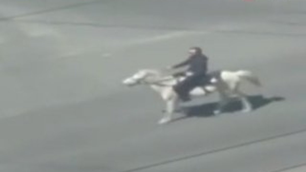 Gürcistan'da araç yasaklandı, atla trafiğe çıktı