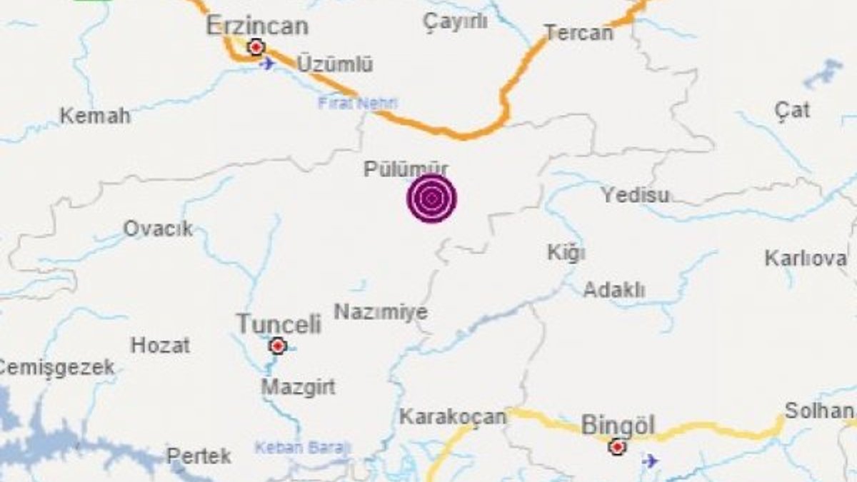 Tunceli'de 4,3 büyüklüğünde deprem