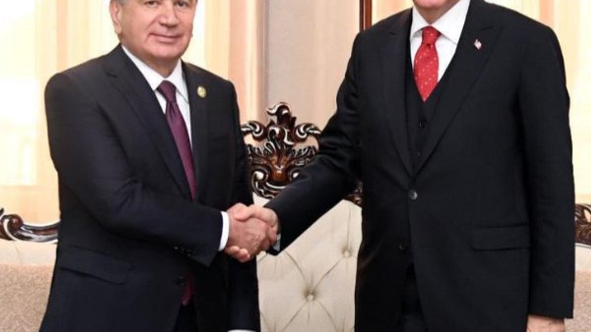 Erdoğan, Özbekistan Cumhurbaşkanı Mirziyoyev ile görüştü