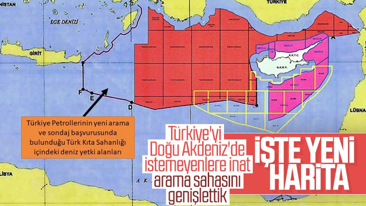 Türkiye'nin Doğu Akdeniz'de yeni ruhsat sahaları haritası