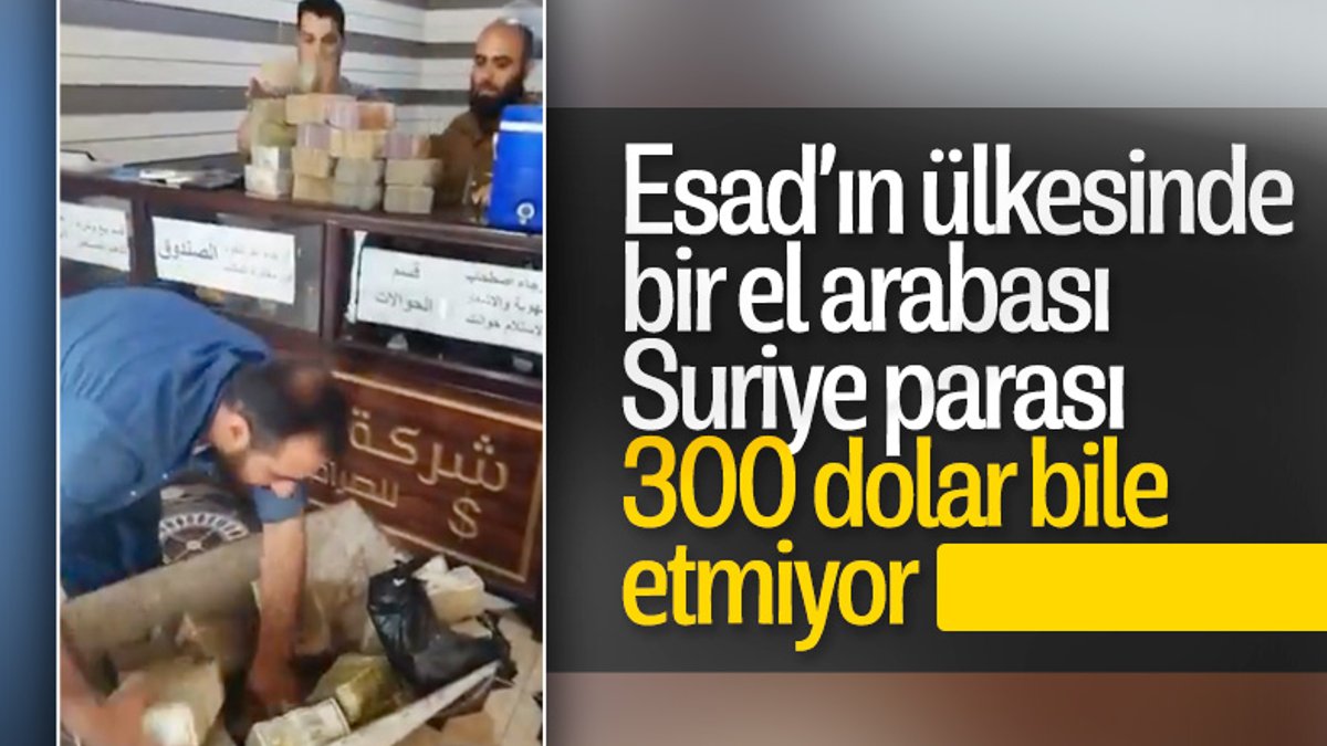 Şam'da döviz bürosuna el arabasıyla para getiren iş adamı