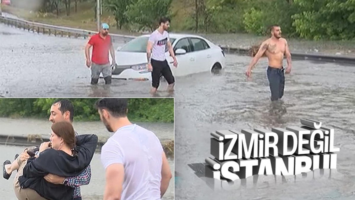 İstanbul'da yağmur sonrası yollar göle döndü