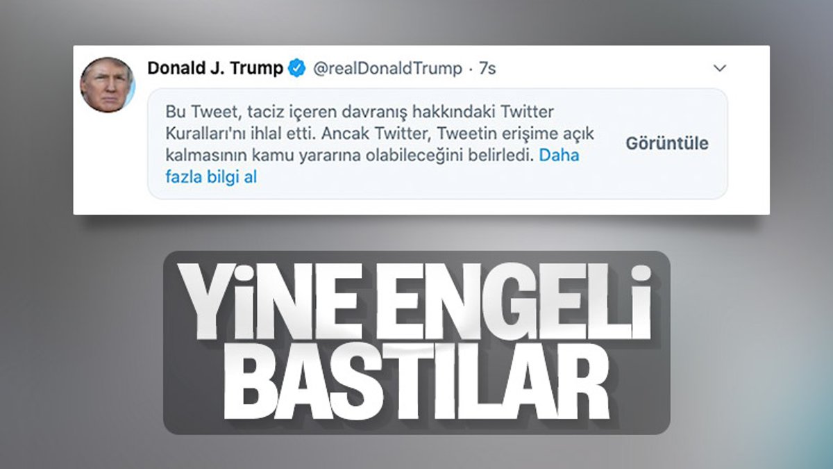 Trump Twitter'dan yine engel yedi