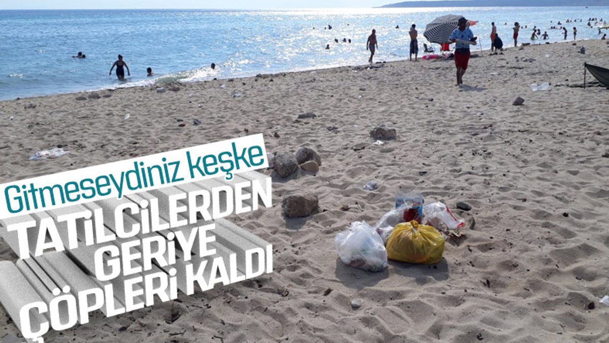 Edirne'de tatilciler plajları kirletip gitti