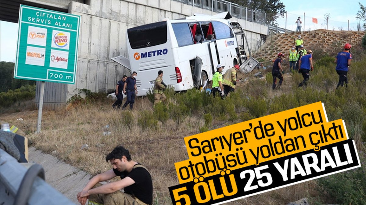 Kuzey Marmara otoyolunda yolcu otobüsü yoldan çıktı