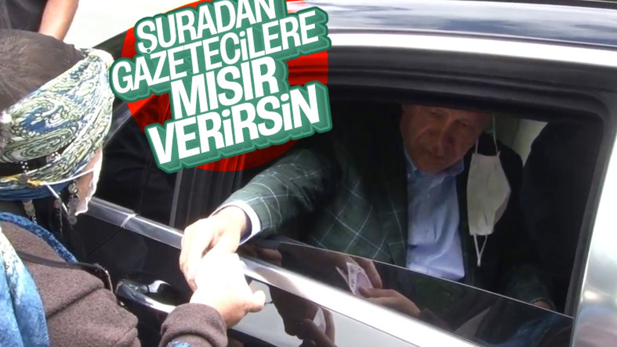 Cumhurbaşkanı Erdoğan Rize'de basına mısır ikram etti