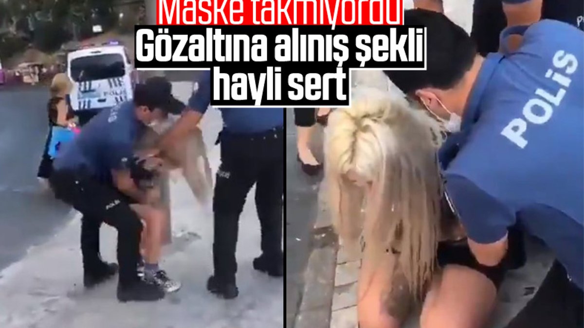 Kadıköy'de maske takmayan kadına, polis sert müdahalede bulundu
