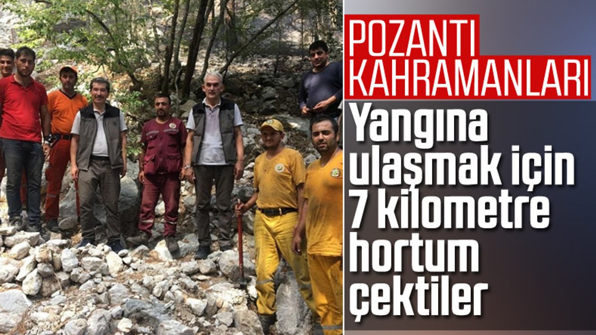 Pozantı'daki yangını 7 kilometrelik hortumla kontrol altına aldılar