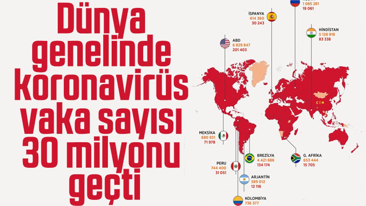 Dünya genelinde koronavirüs vakası 30 milyonu geçti