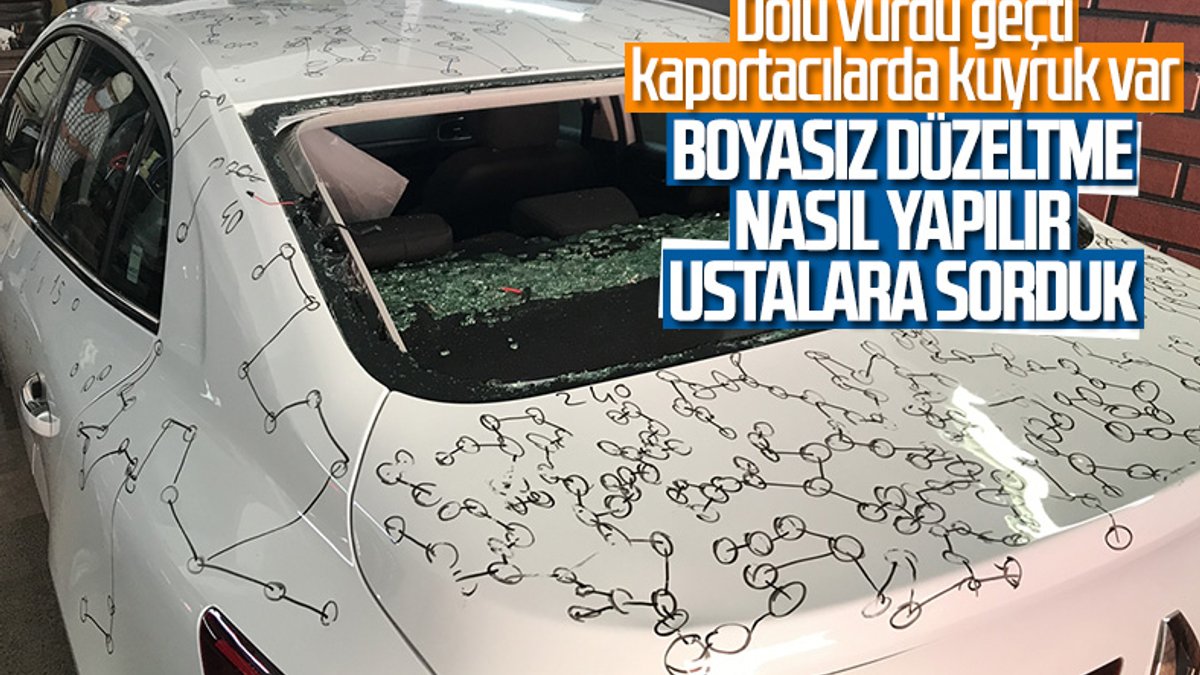 İstanbul'daki oto tamircilerinin dolu hasarı mesaisi
