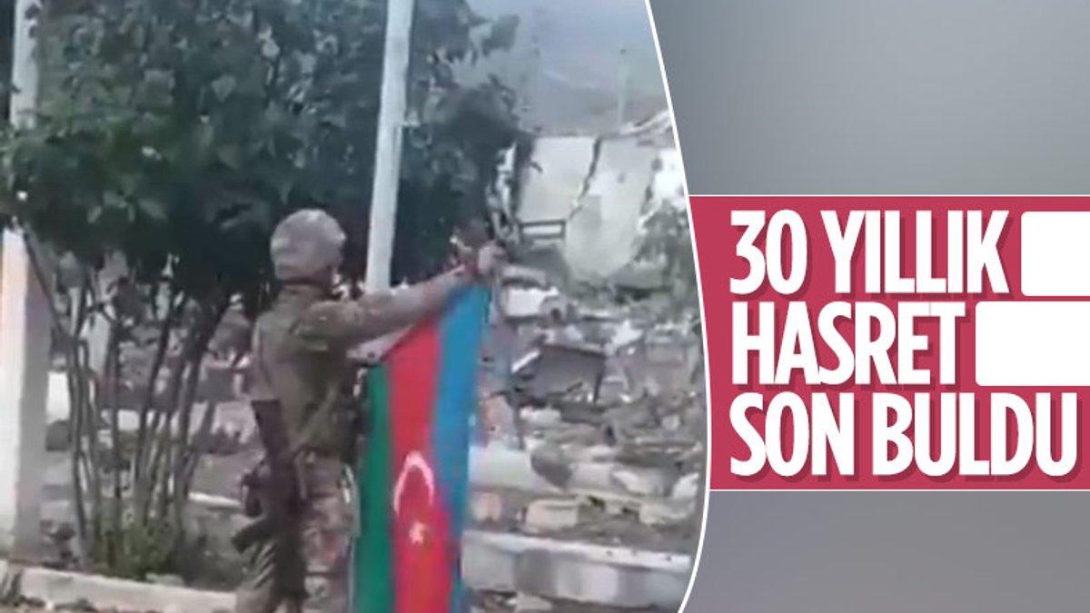 İşgalden kurtarılan Sukavuşan'a Azerbaycan bayrağı dikildi