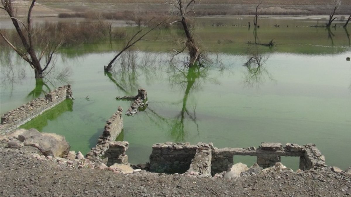 Kars'ta suyu azalan barajın altından köy enkazı çıktı