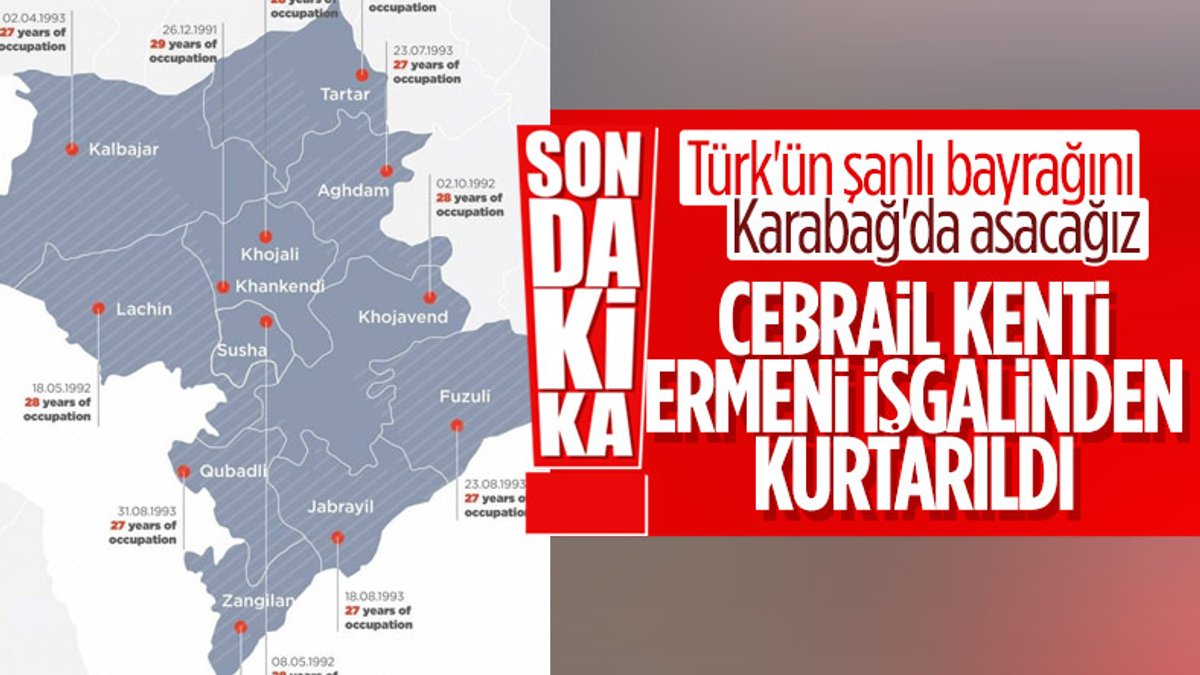 Milli Savunma Bakanlığı: Karabağ bölgesindeki Cebrail, işgalden kurtarıldı
