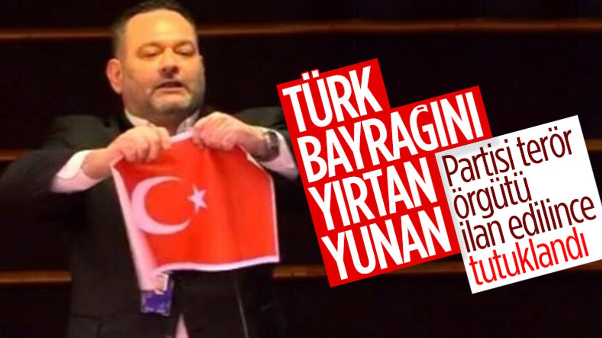 AP'de Türk bayrağını yırtan Yunan ırkçı vekil Yiannis Lagos tutuklandı