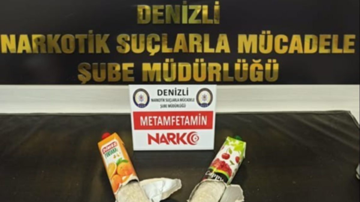 Denizli'de meyve suyu paketlerinden 930 gram uyuşturucu madde çıktı