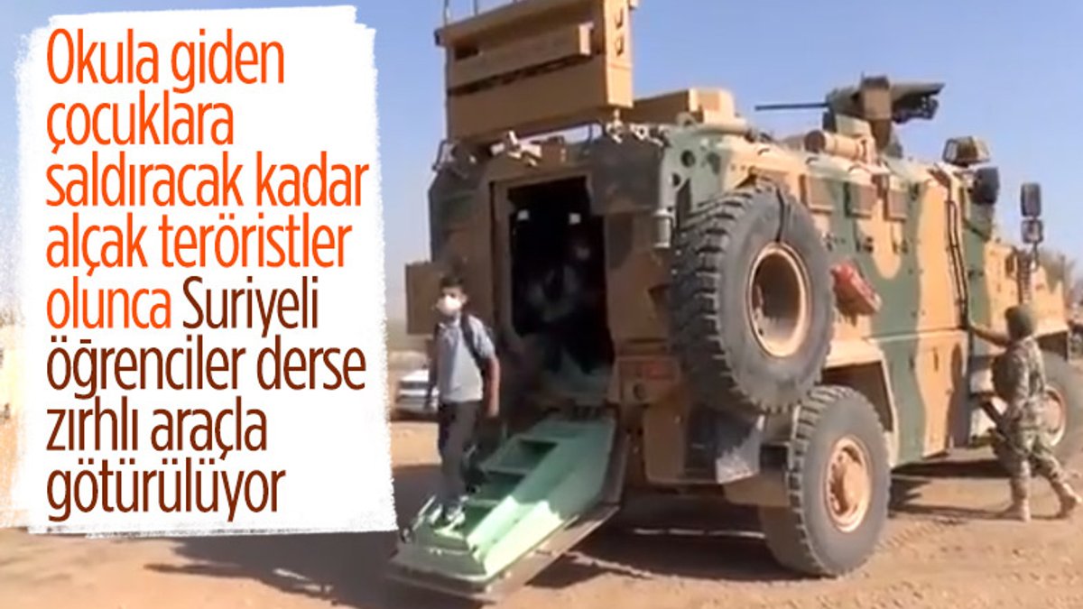 Mehmetçik, Resulayn'da çocukları okullarına zırhlı araçlarla taşıyor