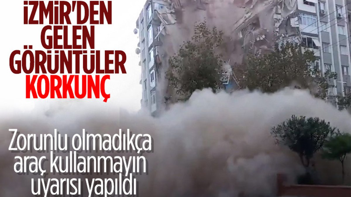 İzmir’de 7 katlı binanın çöküş anı