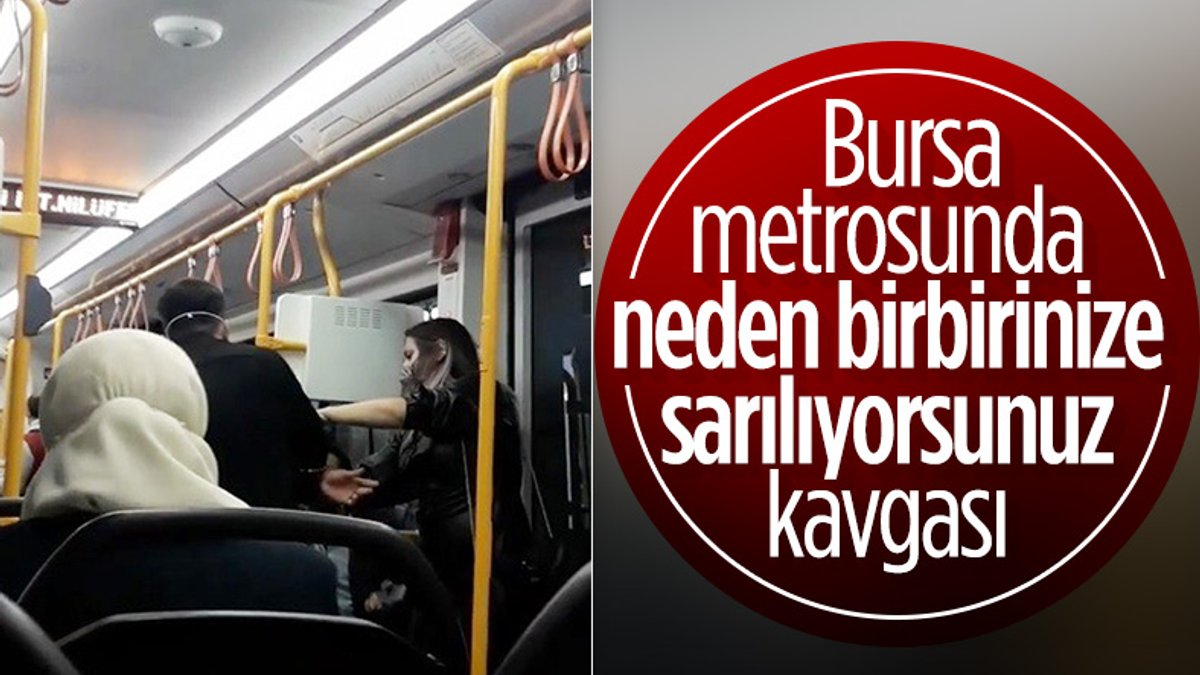 Bursa'da metroda sarılan çifti ikaz etti kavga çıktı