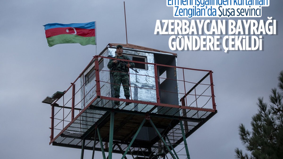 Zengilan'daki karakollara, Azerbaycan bayrakları çekildi