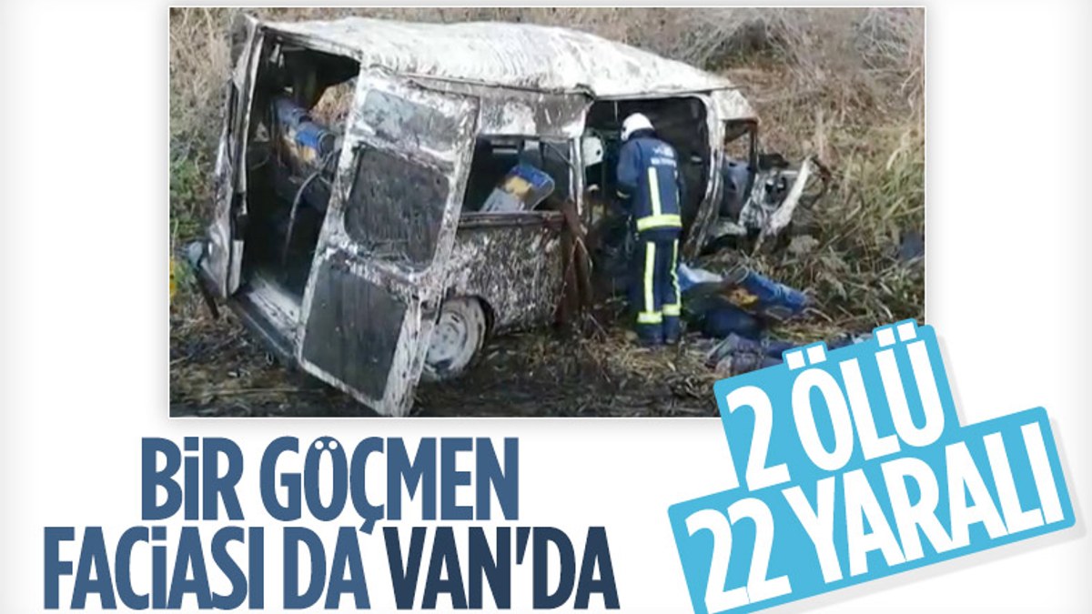 Van'da göçmenleri taşıyan minibüs kaza yaptı
