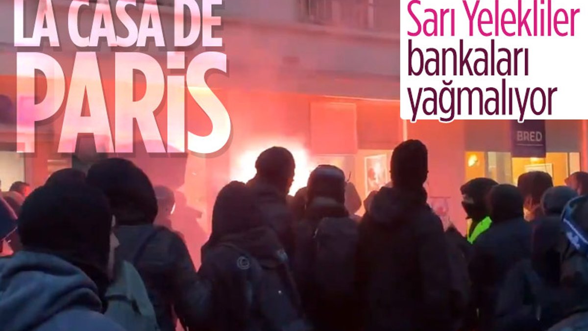 Fransa’da göstericiler banka şubelerine saldırdı