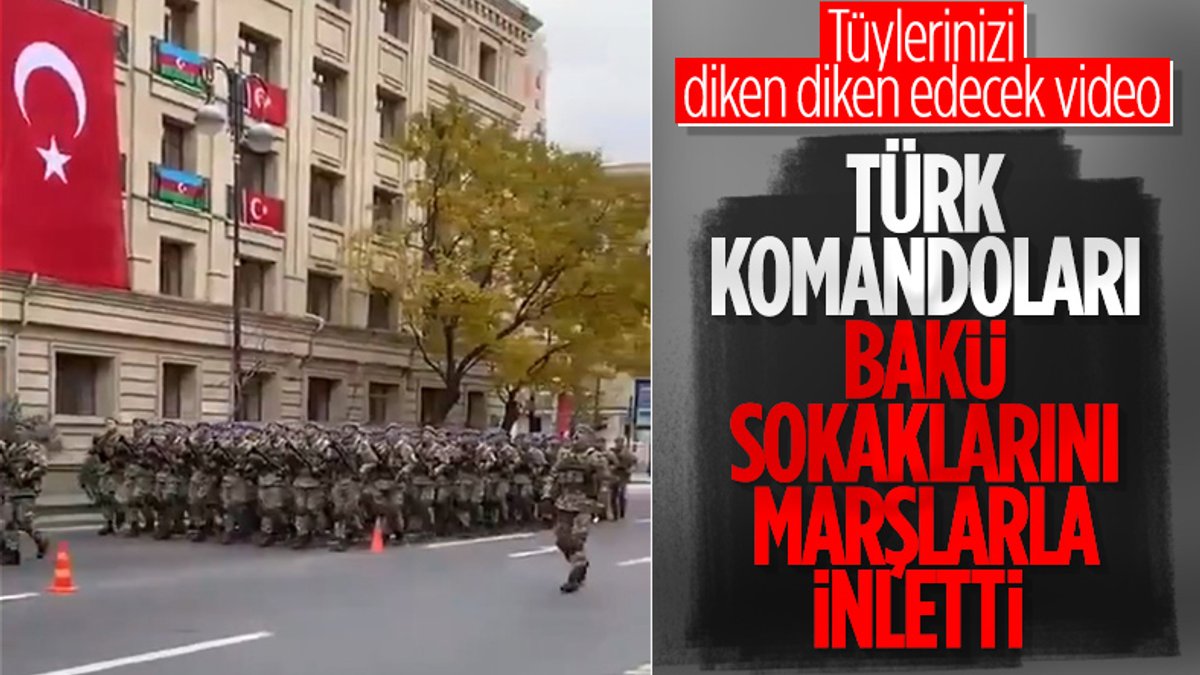 Türk askerleri Bakü sokaklarını inletti