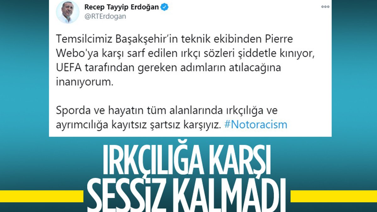 Cumhurbaşkanı Erdoğan ırkçılıkla ilgili tweet attı