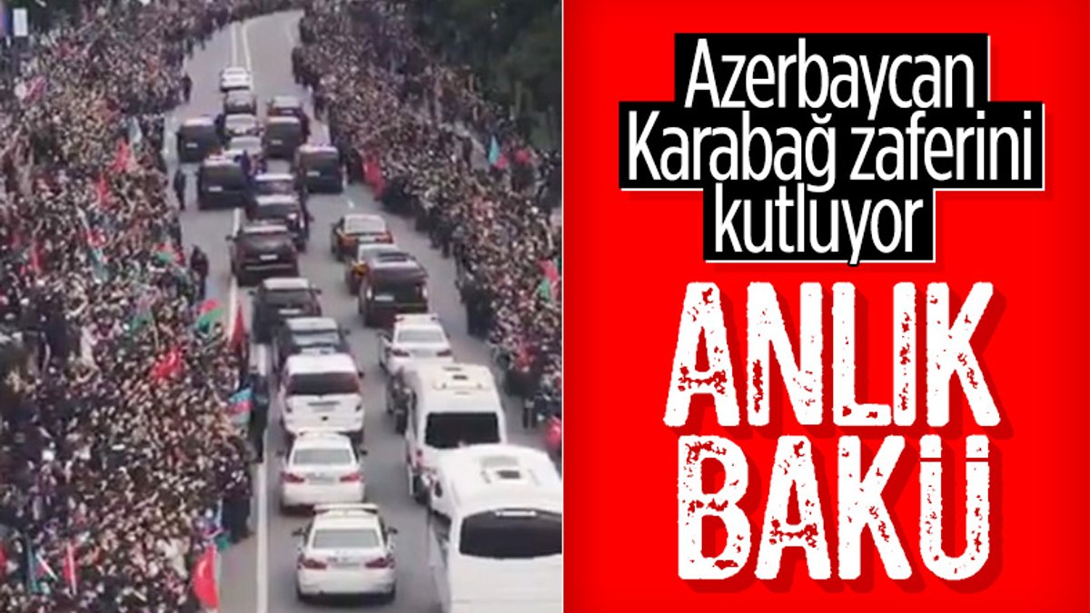 Azerbaycan'da Dağlık Karabağ zaferi kutlaması