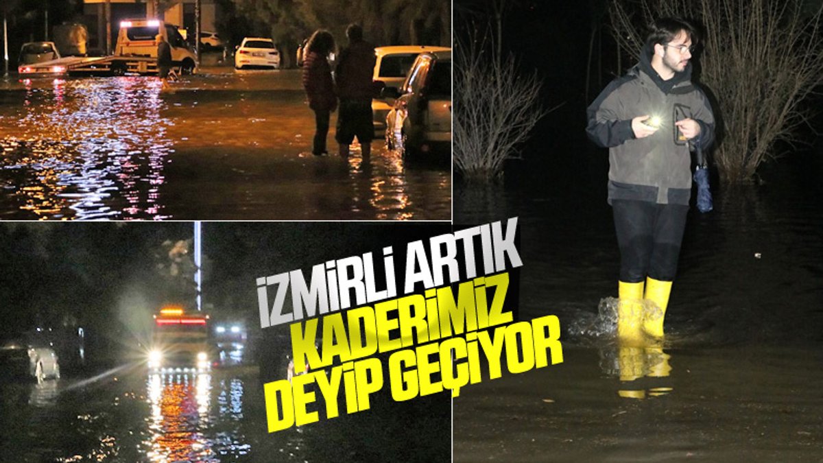 İzmir’de araçlar suyun altında kaldı