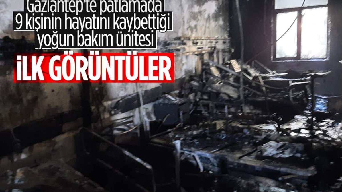 Gaziantep'te oksijen tüpü patlayan hastaneden görüntüler