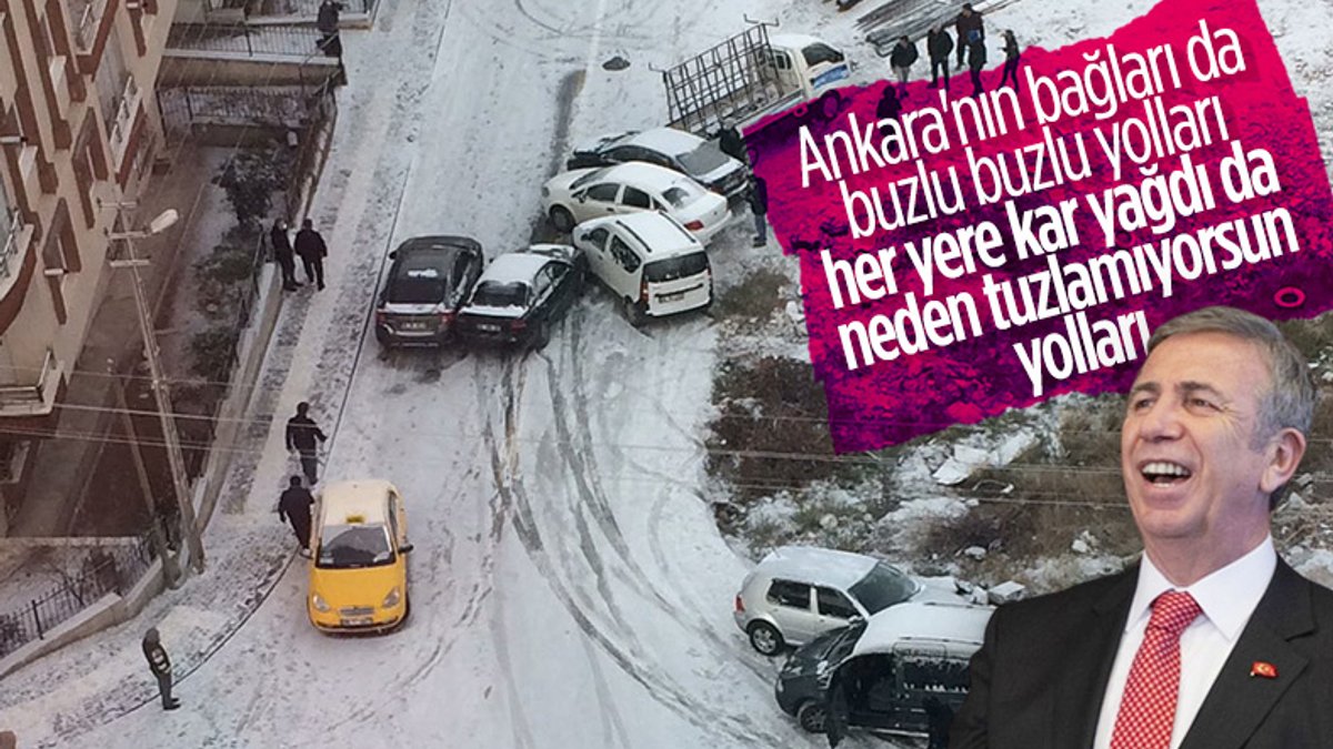 Ankara'da kar yağışı sürücülere zor anlar yaşattı
