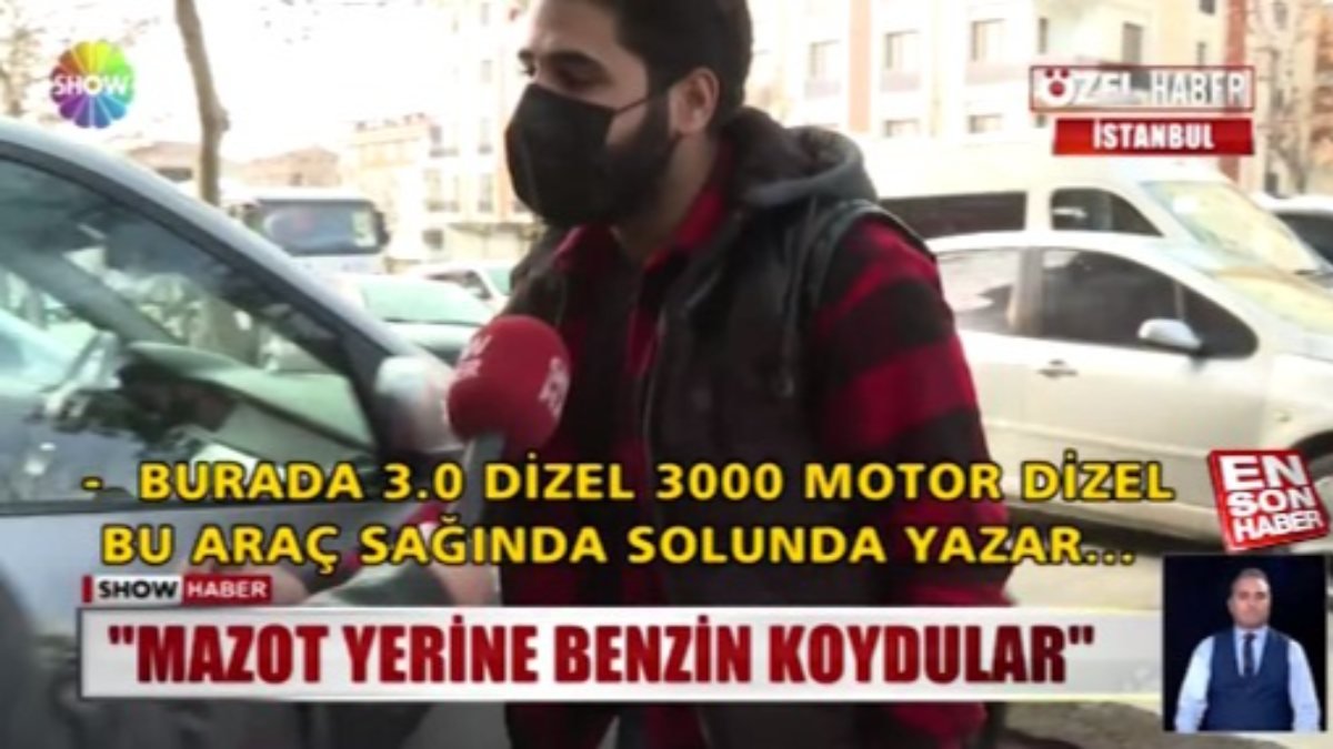 Mazotla çalışan araca benzin koydular