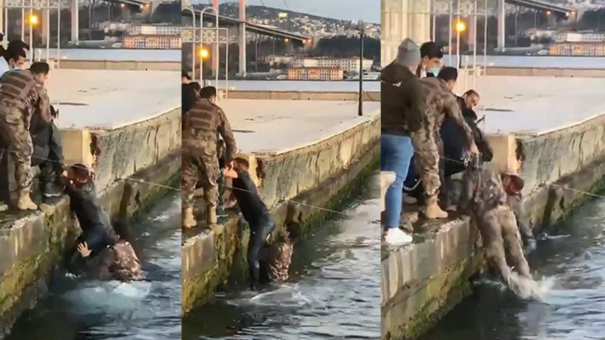 Ortaköy Sahili'nde denize düşen turisti PÖH kurtardı