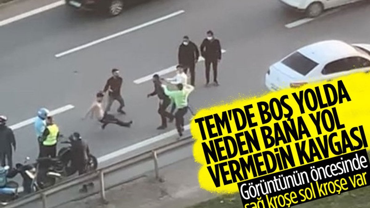 TEM'de tekme ve yumruklu yol kavgası