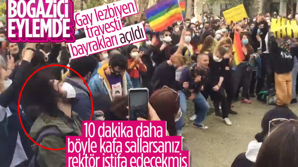Boğaziçi Üniversitesi'nde LGBT bayraklı protesto