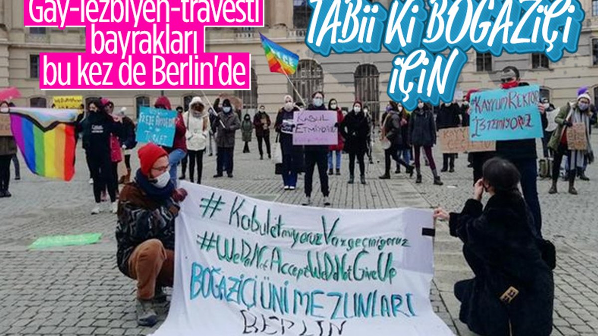 Almanya'da LGBT bayraklı Boğaziçi protestosu