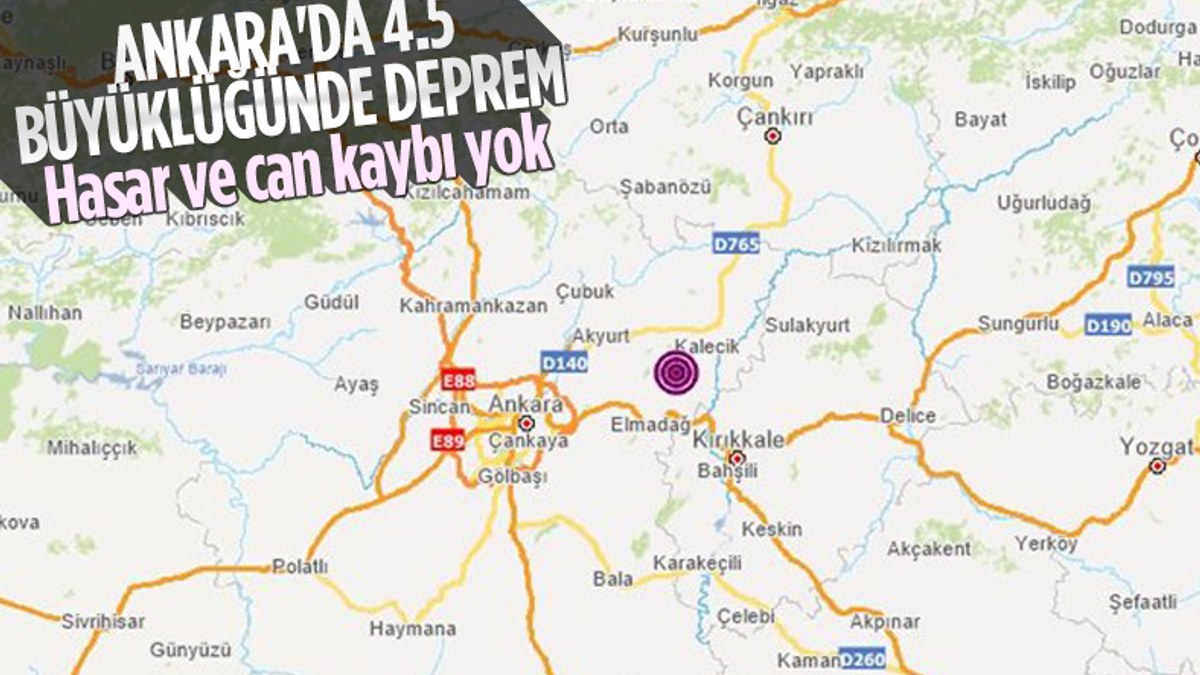 Ankara'nın Kalecik ilçesinde 4,5 büyüklüğünde deprem meydana geldi