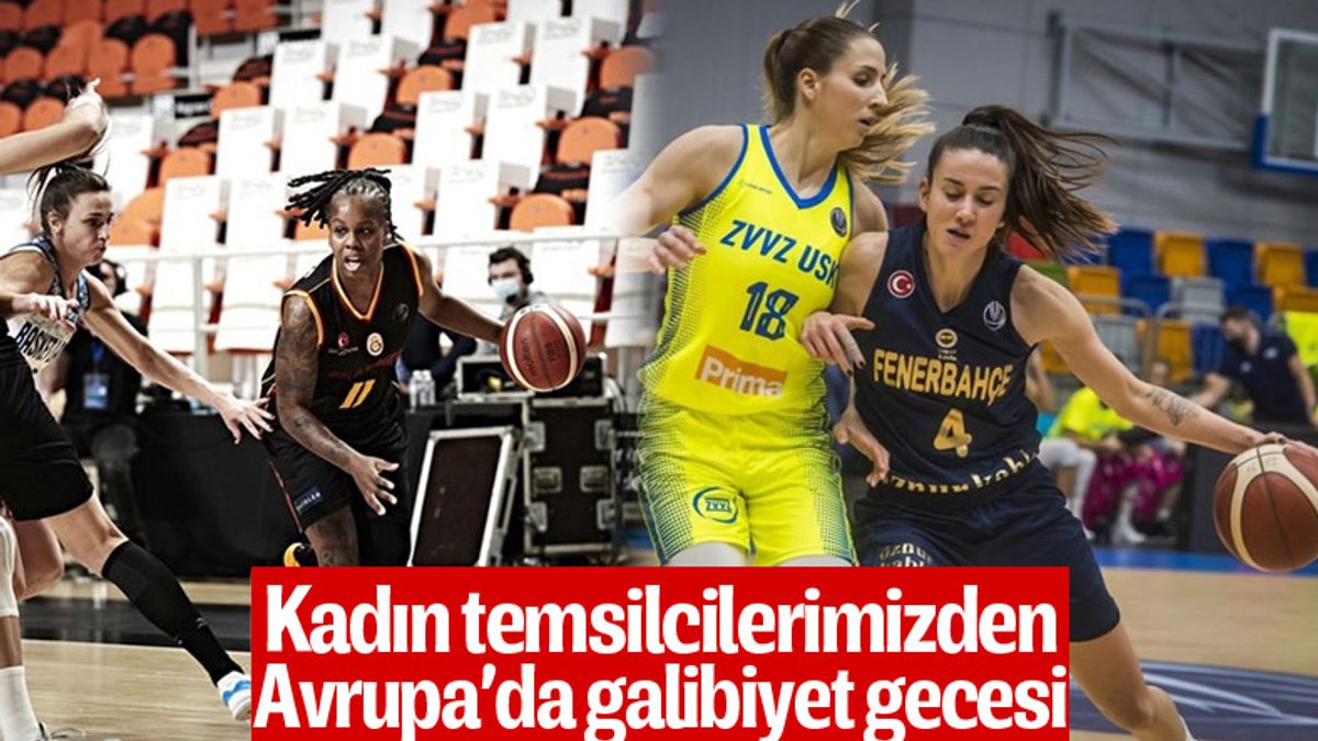 Galatasaraylı ve Fenerbahçeli kadın basketbolcular, Avrupa'da galip
