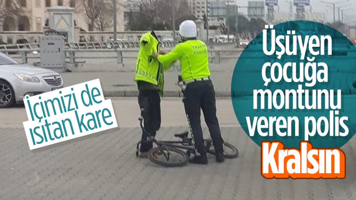 Adanada üşüyen çocuğa montunu veren polis, o anları anlattı
