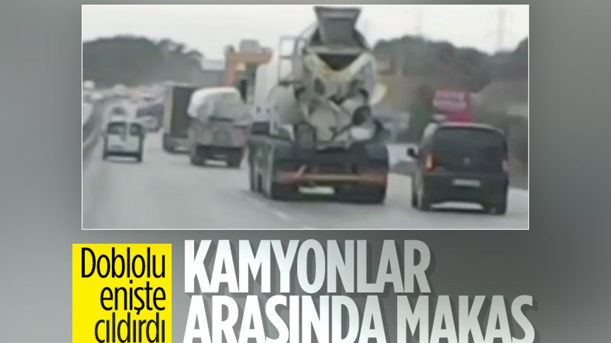 İstanbul'da kamyonların arasında makas attı