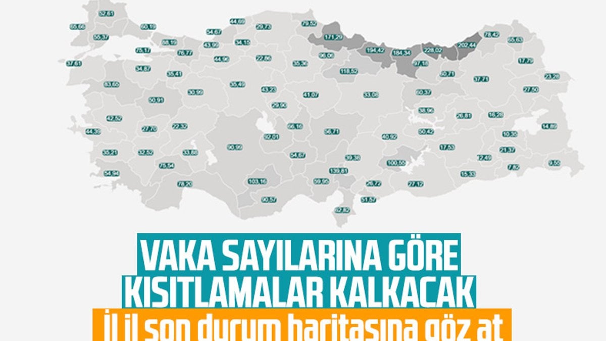 Türkiye'de en fazla ve en az koronavirüs vakalarına sahip şehirler