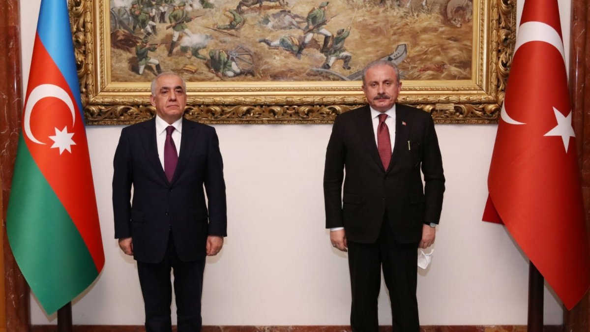 TBMM Başkanı Şentop, Azerbaycan Başbakanı Esedov’u Meclis’te misafir etti