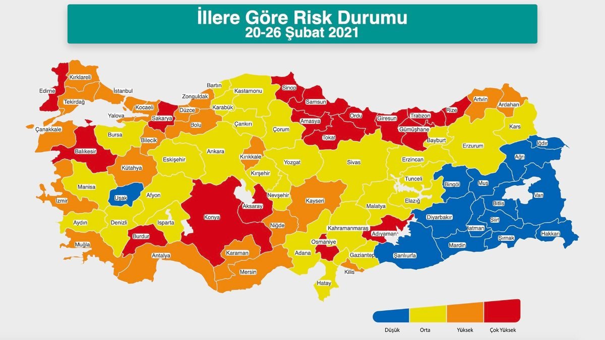 Bakan Koca, Türkiye'nin risk durumu haritasını paylaştı