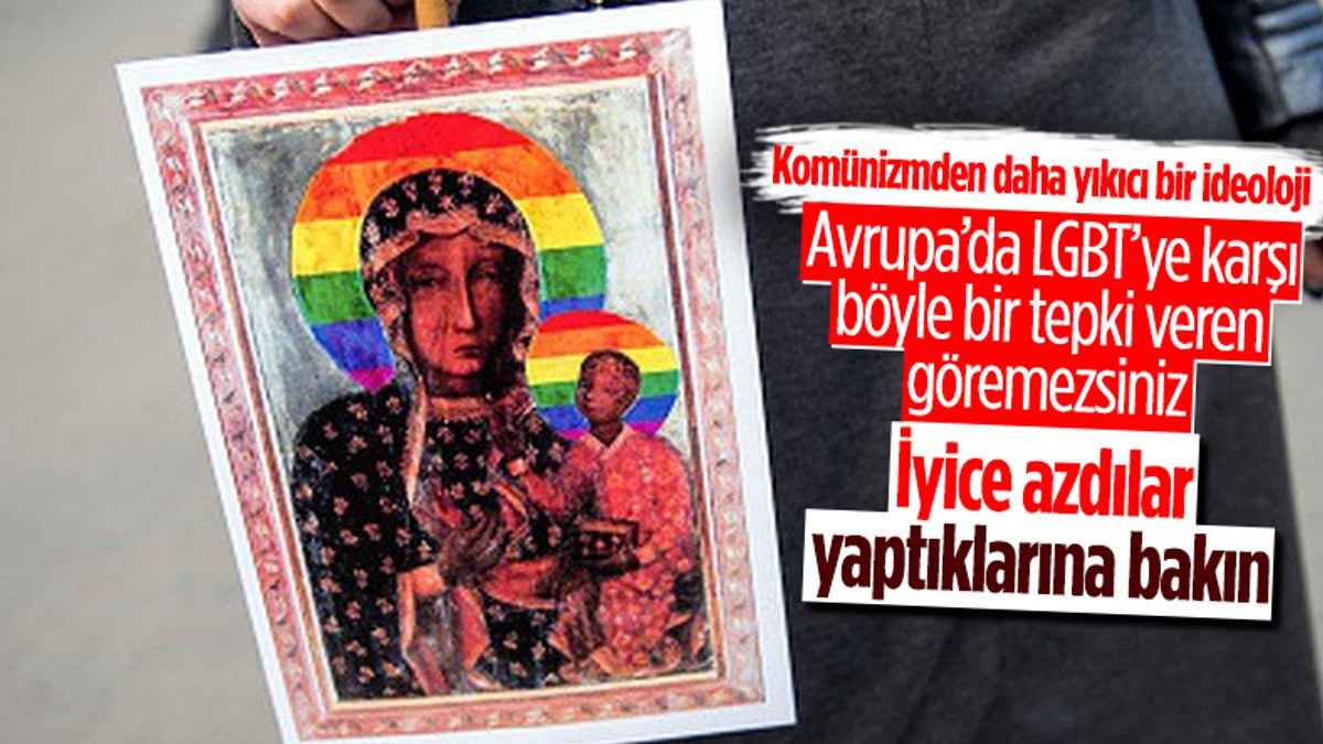 Polonya'da Meryem Ana'yı LGBTİ sembolüyle tasvir ettiler