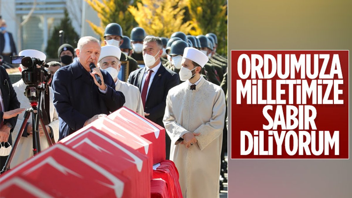 Cumhurbaşkanı Erdoğan, şehitlere veda töreninde konuştu