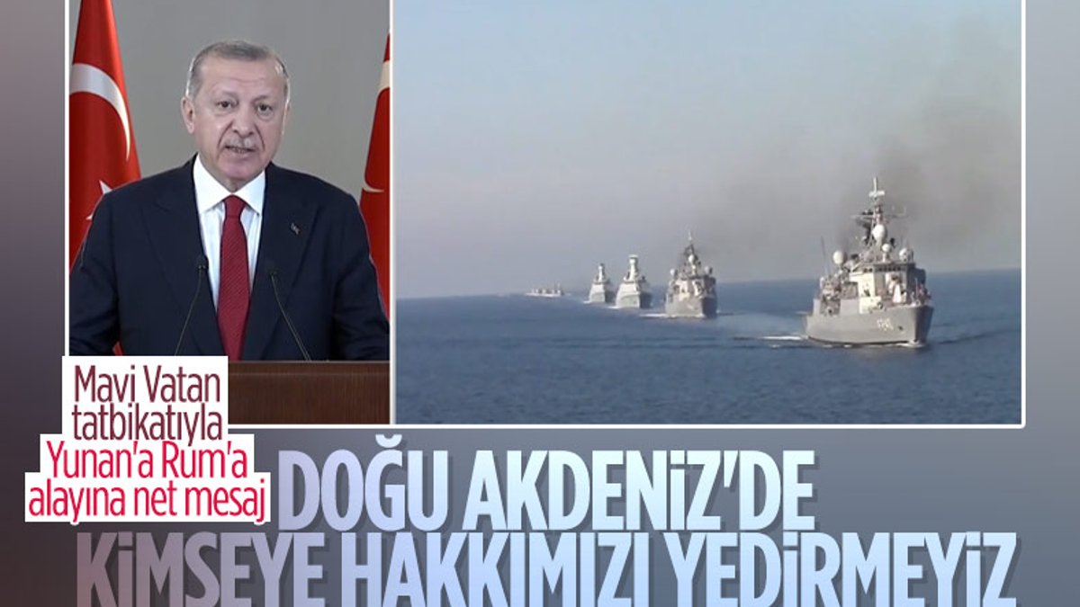 Cumhurbaşkanı Erdoğan, Mavi Vatan 2021 Taktik Tatbikatı'na katılan personele hitap etti