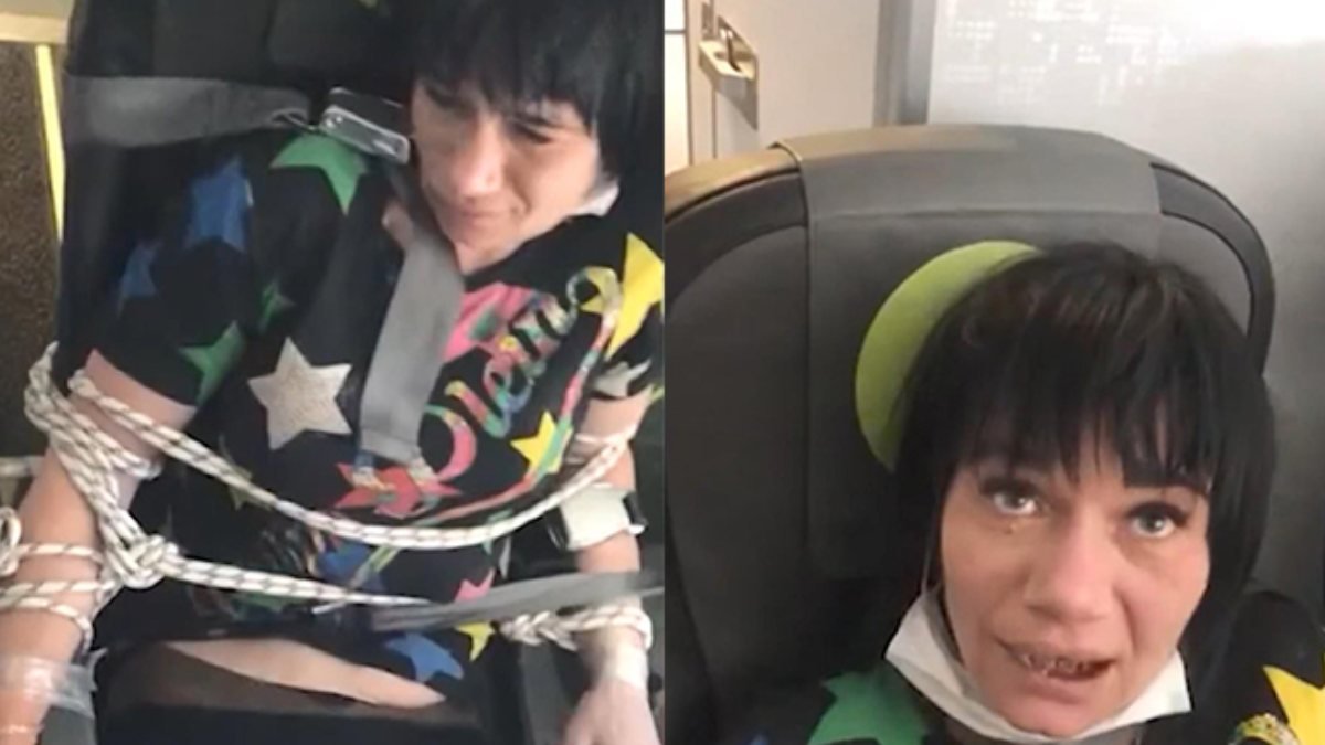 Rusya'da kadını uçağın koltuğuna bağladılar
