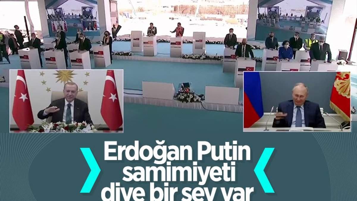 Cumhurbaşkanı Erdoğan ile Putin'den, Akkuyu'da temel atma töreninde gülümseten anlar